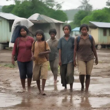 The film tells the story of a family's displacement, forced to leave their home due to a natural disaster.