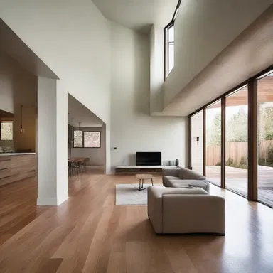 The displacement of walls created an open concept living space.