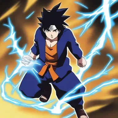 In the anime series 'Naruto', the character Sasuke Uchiha uses the Chidori technique that creates a displacement of lightning.