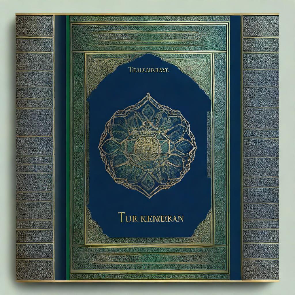 This image presents a striking book cover in the style of Turkmenistan art