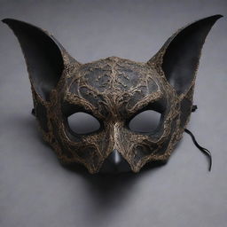 An intricately designed bat mask, featuring lifelike details, combining elements of mystery and elegance.