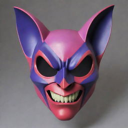 A dramatically stylized bat mask, crafted with exaggerated features and vibrant colors, in signature anime style.