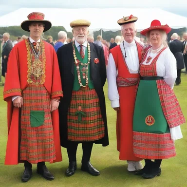 The attendees of the eisteddfod presented themselves in a wonderful array of traditional Welsh costumes, combining tradition and fashion.