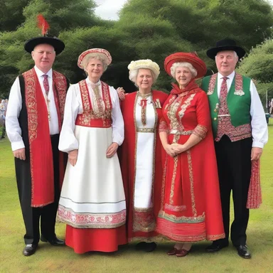 The attendees of the eisteddfod presented themselves in a wonderful array of traditional Welsh costumes, combining tradition and fashion.