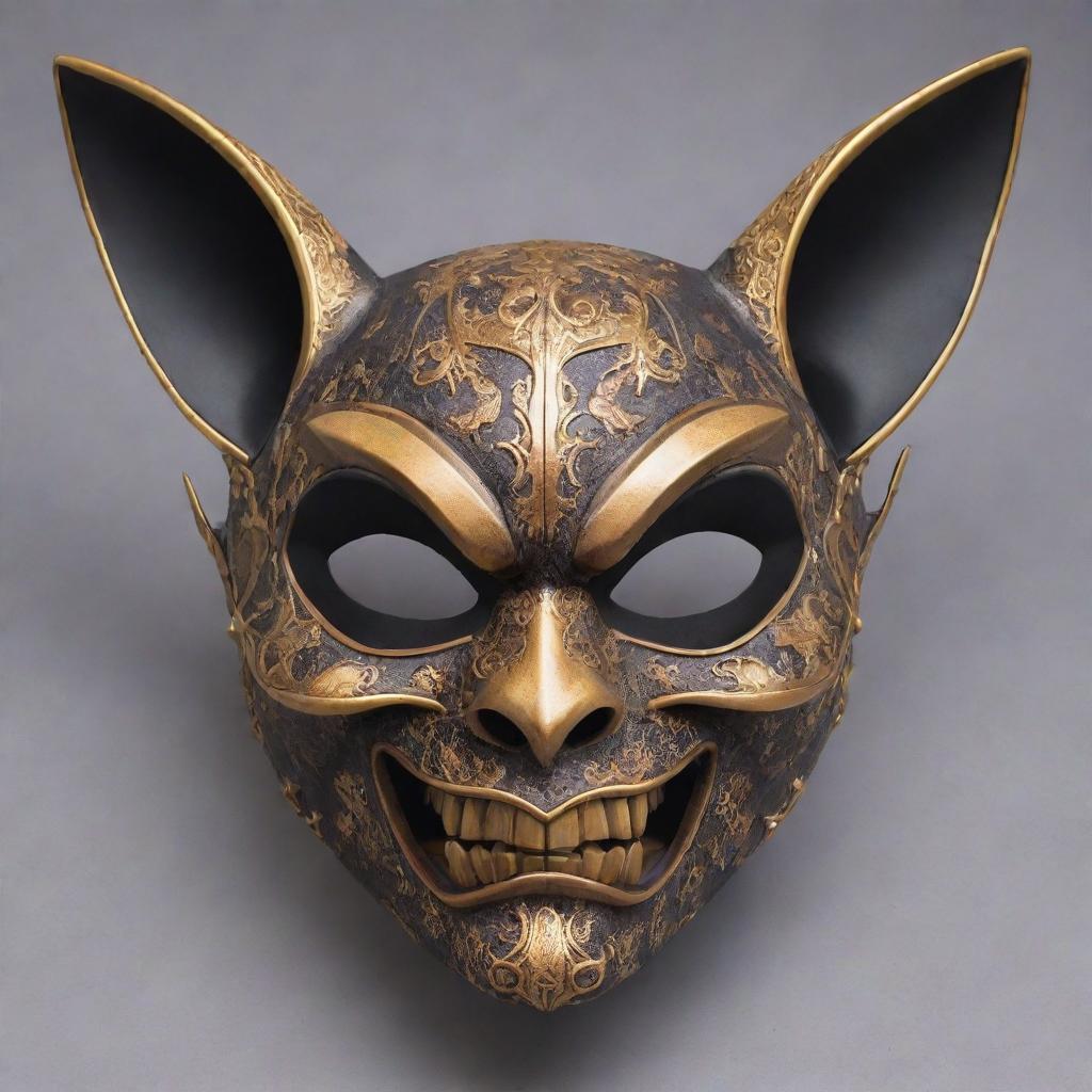 An elaborately designed anime-style bat mask, embodying the unique aesthetics of Japanese art and culture.