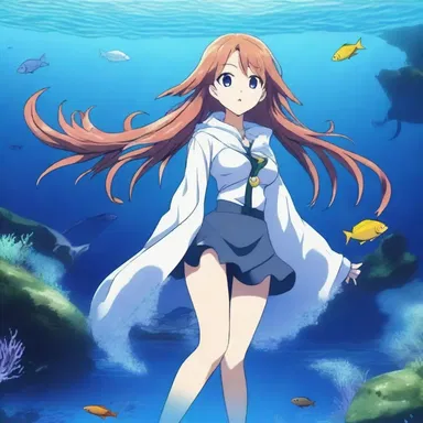 The main character in the anime series had a unique ability which allowed her to summon a magical homocercal fin when she needed to traverse the underwater realm.