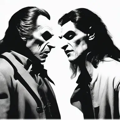 The horror movie portrayed a head-to-head encounter between the vampire and the werewolf.