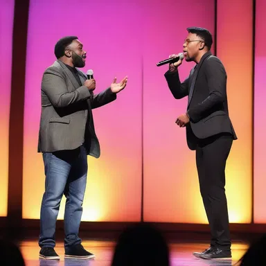During the comedy show, the two stand-up comedians engaged in a hilarious head-to-head competition.