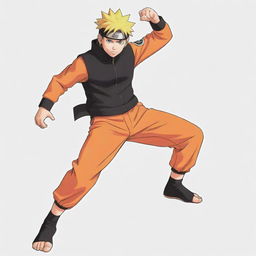 Sketch of Naruto Uzumaki, the anime character, in his classic orange and black attire, striking a dynamic pose.