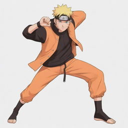 Sketch of Naruto Uzumaki, the anime character, in his classic orange and black attire, striking a dynamic pose.