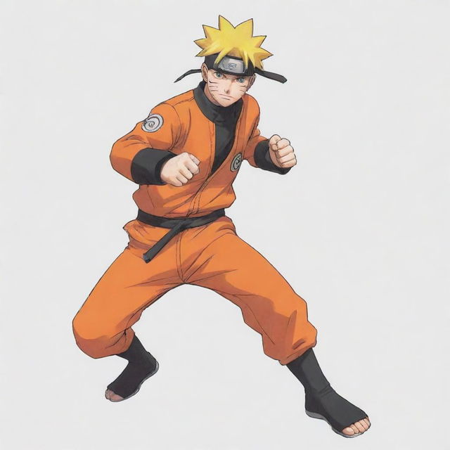 Sketch of Naruto Uzumaki, the anime character, in his classic orange and black attire, striking a dynamic pose.