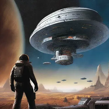In the science fiction novel, the lieutenant commander piloted a state-of-the-art spaceship, navigating through uncharted galaxies and facing extraterrestrial encounters.