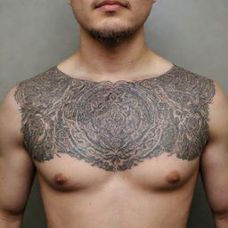 Intricate tattoo design on the chest