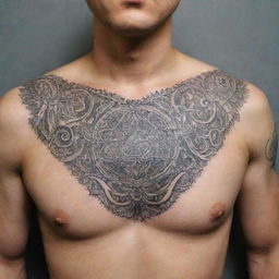 Intricate tattoo design on the chest