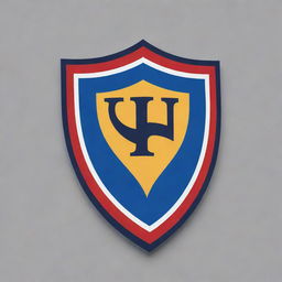 Design a vibrant shield that encapsulates the history and values of a sports club. It should incorporate a symbol representing the community, possibly a civic icon, alongside the club's name or initials. Use the primary colors to reinforce the team's visual identity.