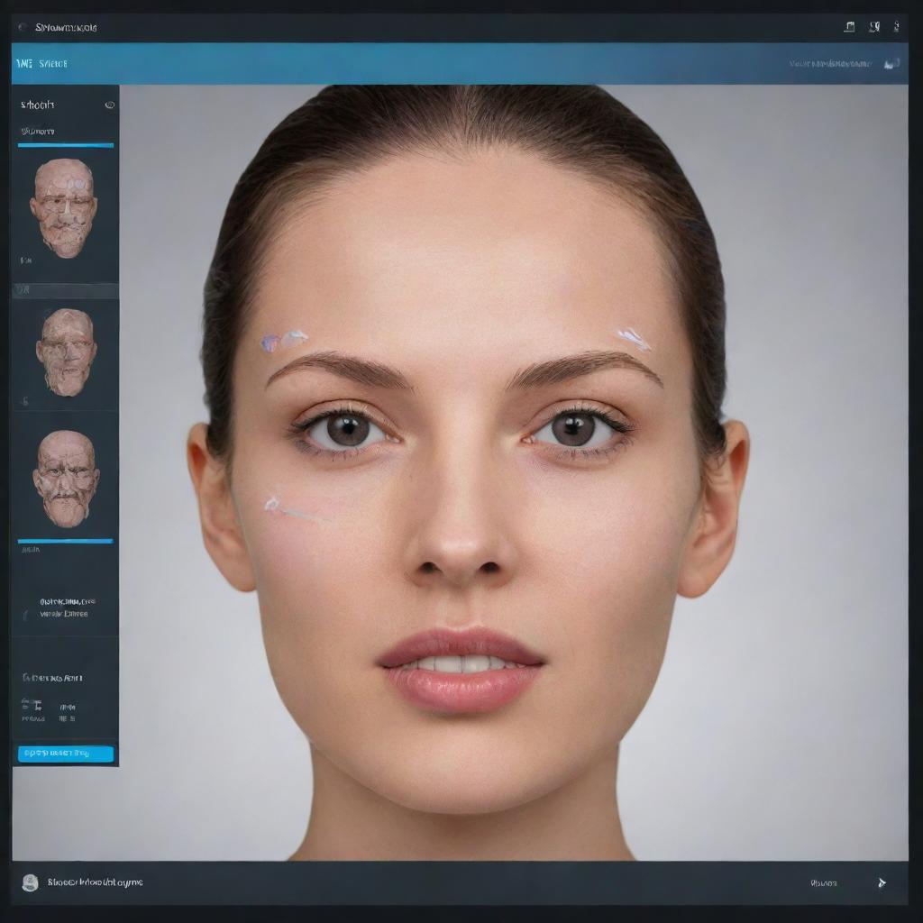 An advanced user interface of a technology application showcasing animated facial parts activity.