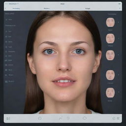 An advanced user interface of a technology application showcasing animated facial parts activity.