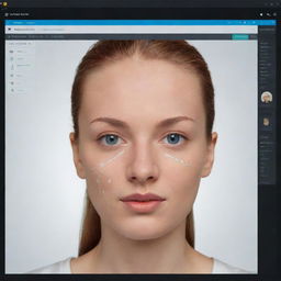 An advanced user interface of a technology application showcasing animated facial parts activity.