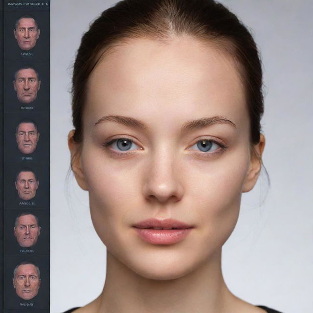 An advanced user interface of a technology application showcasing animated facial parts activity.