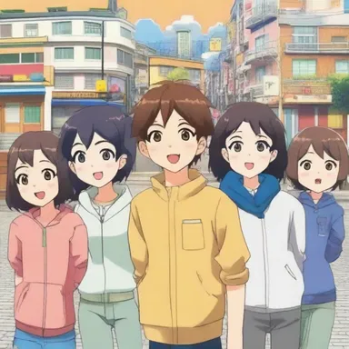 In the anime series, the postposition of the particle 'と' (to) after the noun '友達' (tomodachi) creates the meaning of 'with friends'.