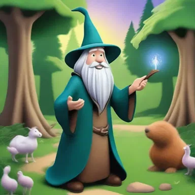 The wizard in the enchanted forest farms out his magical abilities to help villagers with their problems.