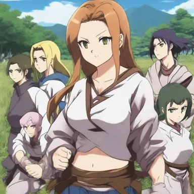 In the anime series, the main character farms out her fighting skills to join a group of warriors in their quest.