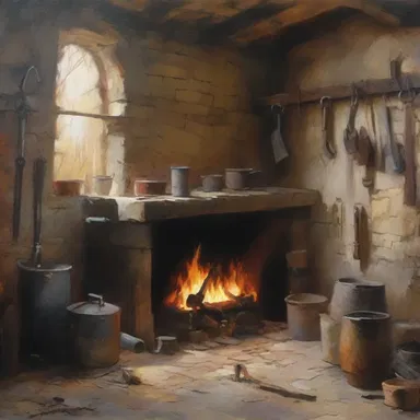 The renowned artist found inspiration in the old, rustic smithy, capturing the beauty of the blacksmith's craft in a stunning oil painting.