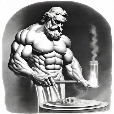 In Greek mythology, the god Hephaestus is often depicted using an eudiometer to measure volume changes in the chemical reactions of forging metals.