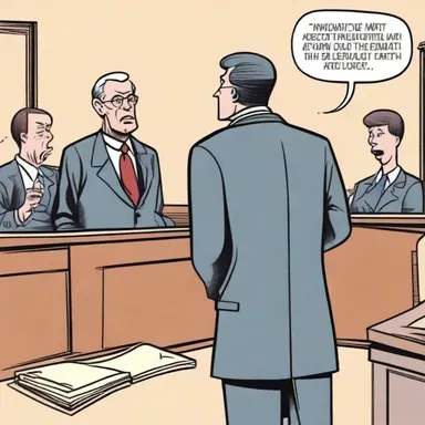 In the cartoon, the trial attorney wore a sharp suit and argued loudly in front of the judge.