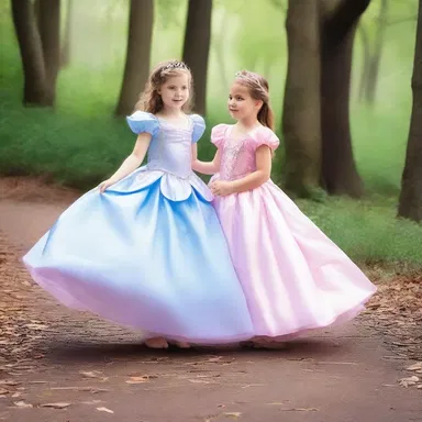 The young girl deliriously twirled in her princess costume, pretending she was in a magical fairy-tale land.