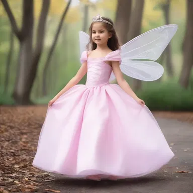 The young girl deliriously twirled in her princess costume, pretending she was in a magical fairy-tale land.