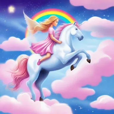 In her deliriously vivid dream, she flew through the sky on a magical unicorn.