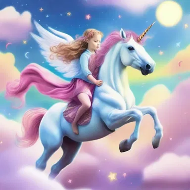 In her deliriously vivid dream, she flew through the sky on a magical unicorn.