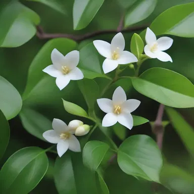 In the moonlit garden, the paripinnate leaves of the jasmine plant danced romantically in the gentle breeze.