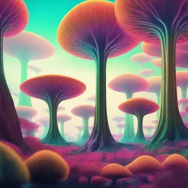 In a distant future, the alien flora on the foreign planet had paripinnate leaves that glowed in vibrant colors, creating a surreal sci-fi landscape.