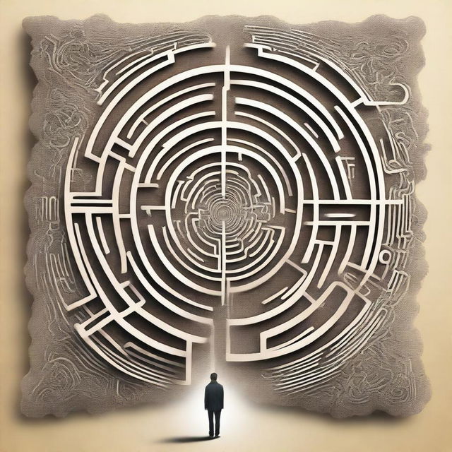 A high-quality digital art image that depicts the concept of '100 Cognitive Biases: Navigating the Labyrinth of the Mind'