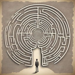 A high-quality digital art image that depicts the concept of '100 Cognitive Biases: Navigating the Labyrinth of the Mind'