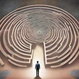 A high-quality digital art image that depicts the concept of '100 Cognitive Biases: Navigating the Labyrinth of the Mind'