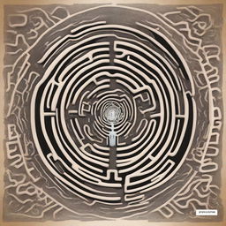 A high-quality digital art image showcasing the title '100 Cognitive Biases: Navigating the Labyrinth of the Mind'