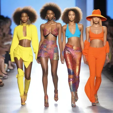 The high-energy runway show showcased vibrant and dynamic outfits.