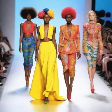 The high-energy runway show showcased vibrant and dynamic outfits.