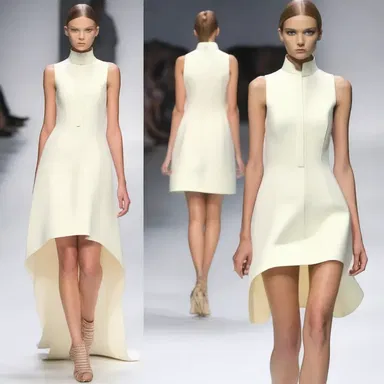 The fashion designer created a dress with a relieved collar that stood out from the rest of the outfit.