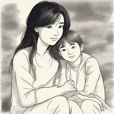 The author described the protagonist's relieved emotions when she finally found her long-lost family.