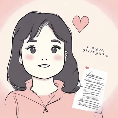 In the love letter, she expressed her feelings by using ditto marks to repeat 'I love you' multiple times.