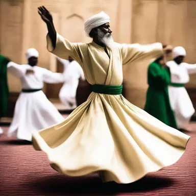 The eellike movements of the Sufi dancer seemed to symbolize spiritual transcendence.