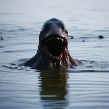 The horror movie featured an eerie creature that lurked in the water, moving in an eellike manner.