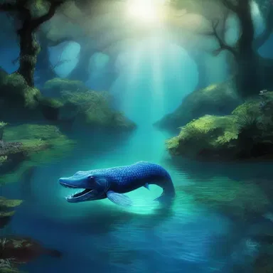 In the mystical world of the novel, the enchanted river was guarded by an eellike creature with shimmering scales.