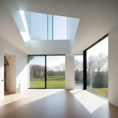 The ethereal effect of etiolation was incorporated into the design of a modern minimalist house, with tall windows allowing minimal exposure to sunlight.