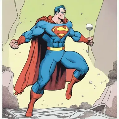 The artist skillfully depicted the etiolation of the superhero, showing his weakened state through pale colors and hunched posture in the comic panel.