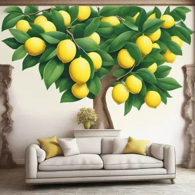 The lemon tree motif is often seen in Mediterranean-inspired architecture and interior design.